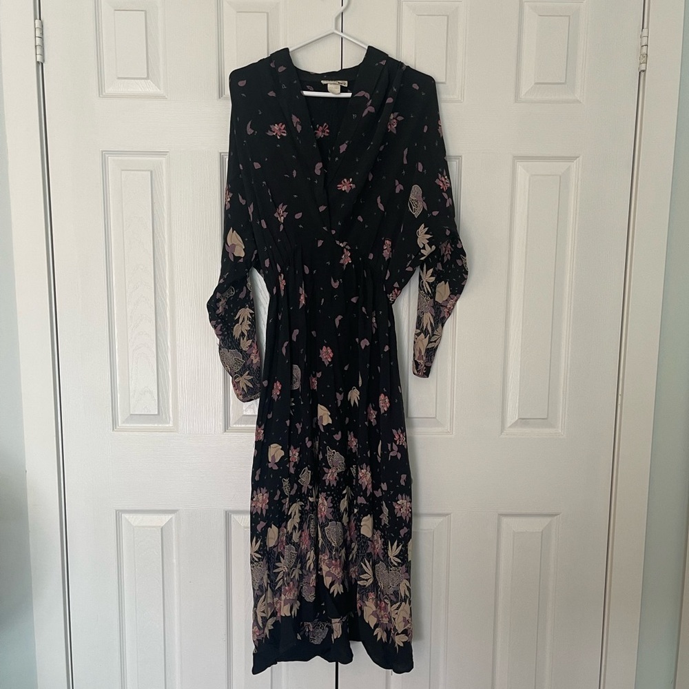 Vintage 1970s Floral Midi Maxi Dress Sz M